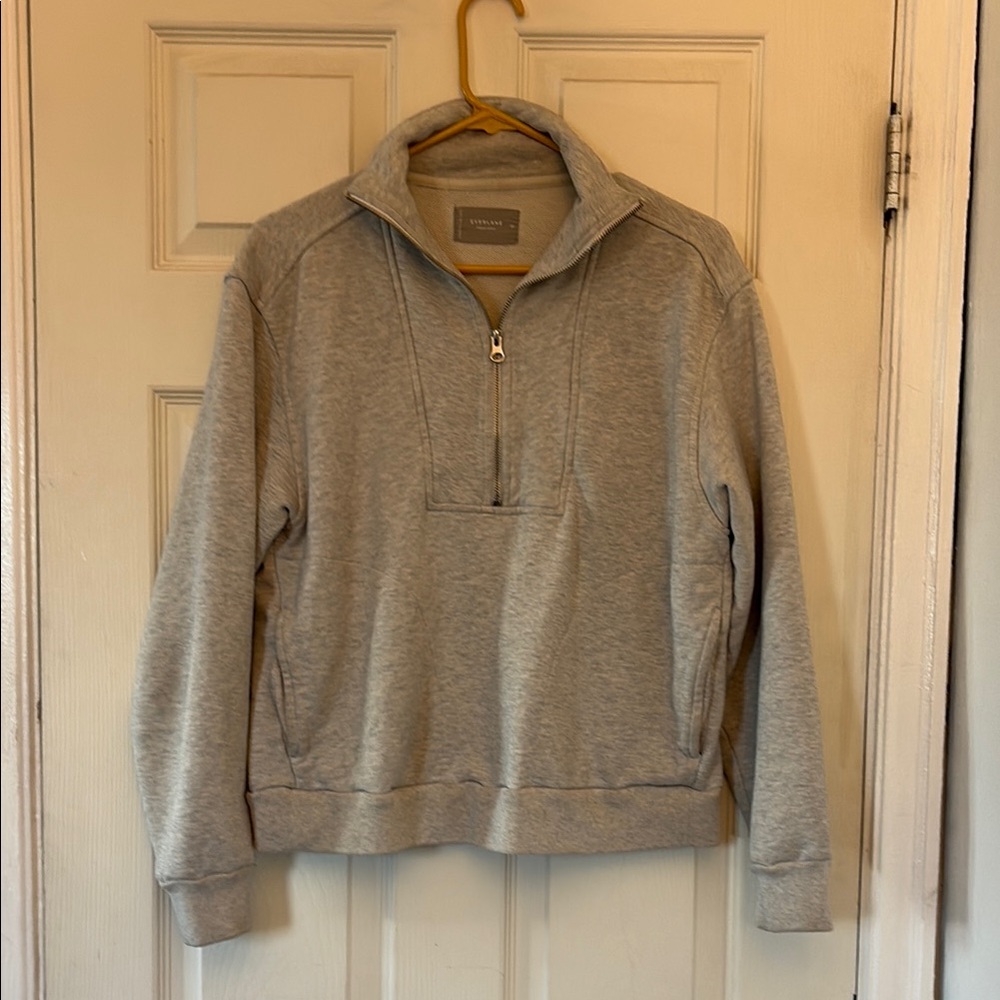 Everlane Organic Gray Quarter-Zip Sweater